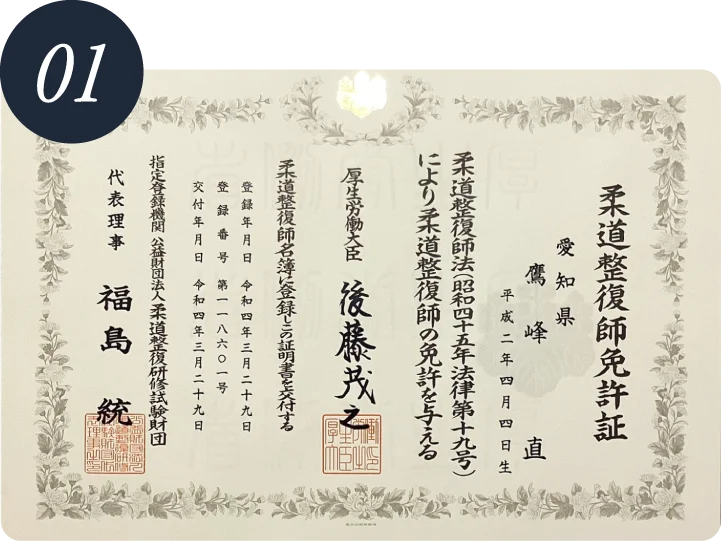 国家資格を持つ施術者が対応